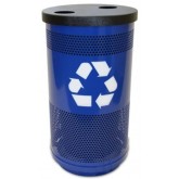 WITT Standard Series Recycling Receptacle with Flat Top and Two Hole Openings - 55 Gallons, Blue